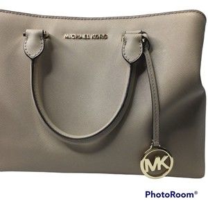 MICHAEL KORS Savannah Leather Satchel Handbag Gray Crossbody Messenger Purse